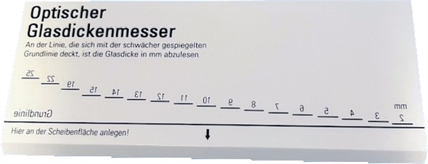 Optischer Glasdickenmesser f�r Isolierglas