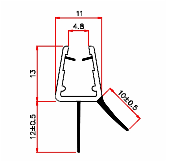Wasserabweisprofil f�r 6-8 mm