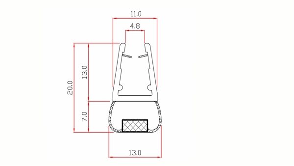 Magnetprofil 180� f�r 6-8 mm, L�nge 201