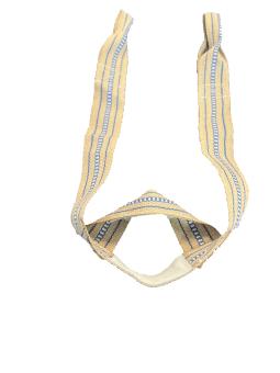 Safety carrying strap made of heavy duty linen,  165 x 80 mm,  with stable sewed hand slings, leather chafe protection and cross strap. 