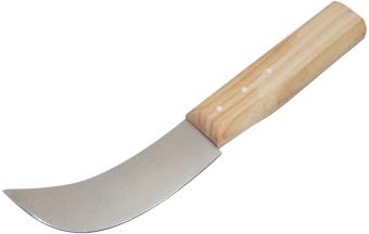 Lead putty knife, wooden handle. 