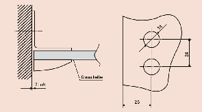 Beschlag D 50 x 45 mm Glas/Wand 90° 