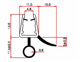 Water repellant profile 6-8 mm 