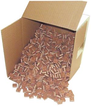 Kork-Stapelscheiben mit Haftschaum 18 x 18 x 3 mm. Karton á 6000 Stück. 