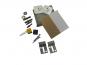 6230208 - Mirror mounting set LD 08 G 'professional'. Including metal plates, edge turned down, straps and press buttons.
