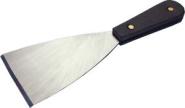 Spatula, steel with leather strip handle, 280 mm length, 80 mm width 