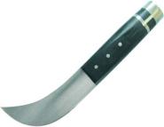 Lead putty knife, wooden handle with lead inlay. 