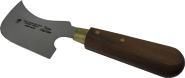 Lead putty knife,"DON CARLOS" crescent shape. Black wooden handle, brass clamps. 